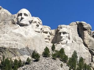 Close up view of Mount Rushmore National Monument